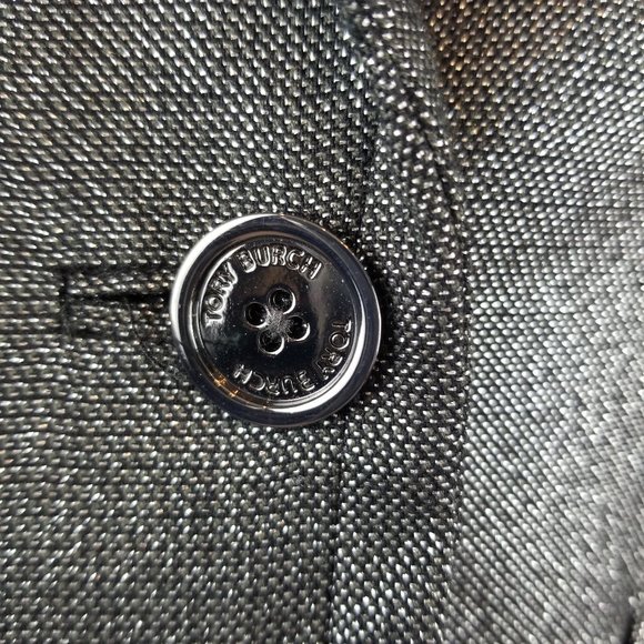 Tory Burch Metallic Black & Silver Shimmer Button Front Blazer Suit Jacket NWOT - Picture 5 of 10